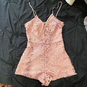 Pink lace romper
